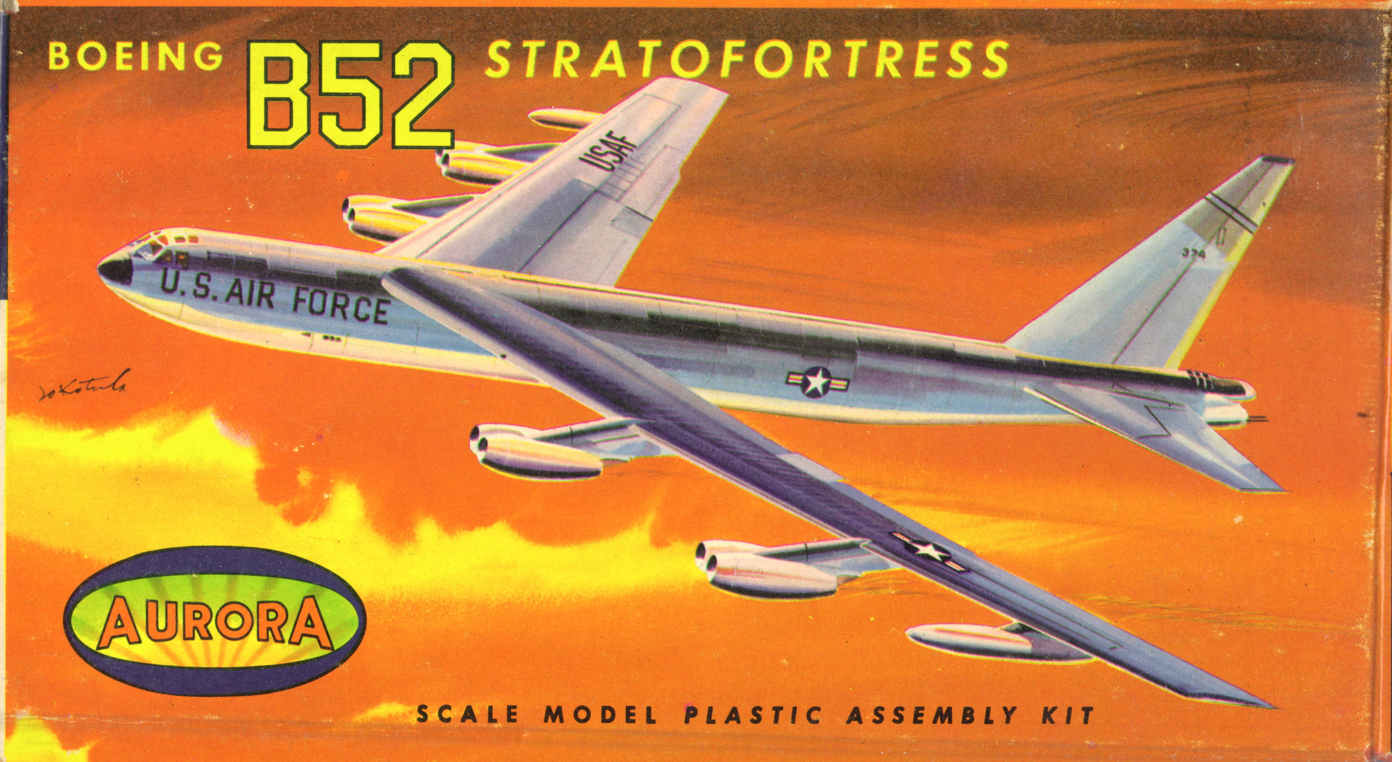 Коробка Aurora 494-70 Boeing B-52 Stratofortress, Aurora Plastic Corp, 1956
